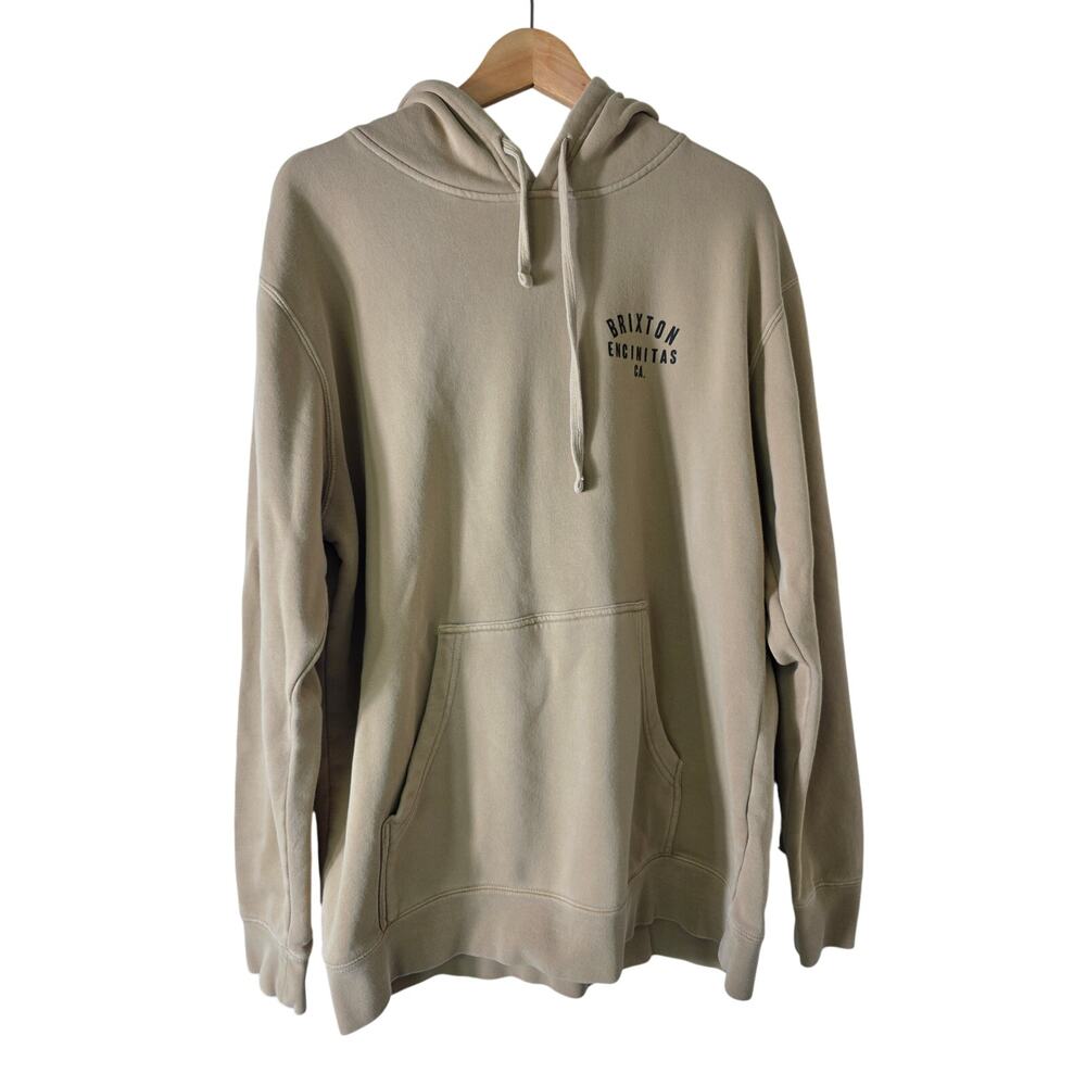 BRIXTON Tan Sporty Skater Warm Pullover Hoodie SZ L